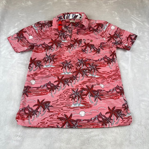 TEXAITO Other - TEXAITO Men's Pink Palm Tree Hawaiian Button Up Short Sleeve Shirt Medium‎